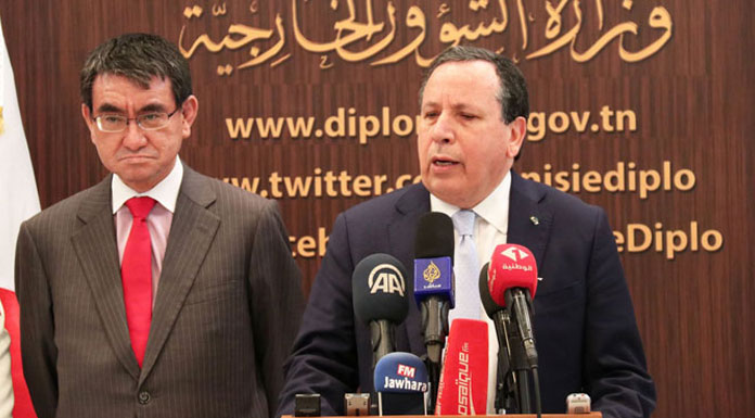 Khemaies Jhinaoui et Taro Kono Khemaies Jhinaoui et Taro Kono