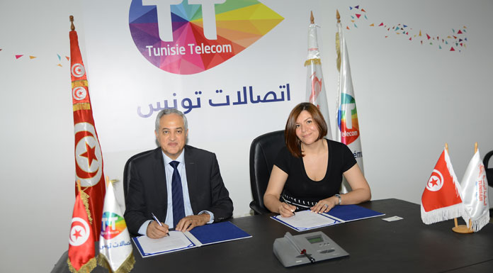 Mohamed Fadhel Kraiem, PDG de TUNISIE TELECOM, et Yosr Chouari, DG de TUNISAIR EXPRESS