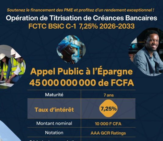 MAC African SGI pilote pour BSIC une première levée de 45 milliards de francs CFA par titrisation de créances bancaires