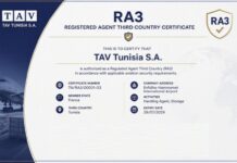 TAV Tunisie obtient la certification RA3 pour ses opérations de fret à l’Aéroport International Enfidha–Hammamet